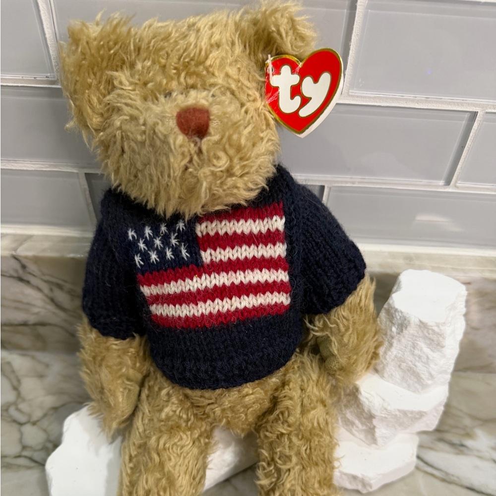 Ty Attic Treasures “Grant” Teddy Bear 1993 Let Freedom Ring Patriotic Sweater